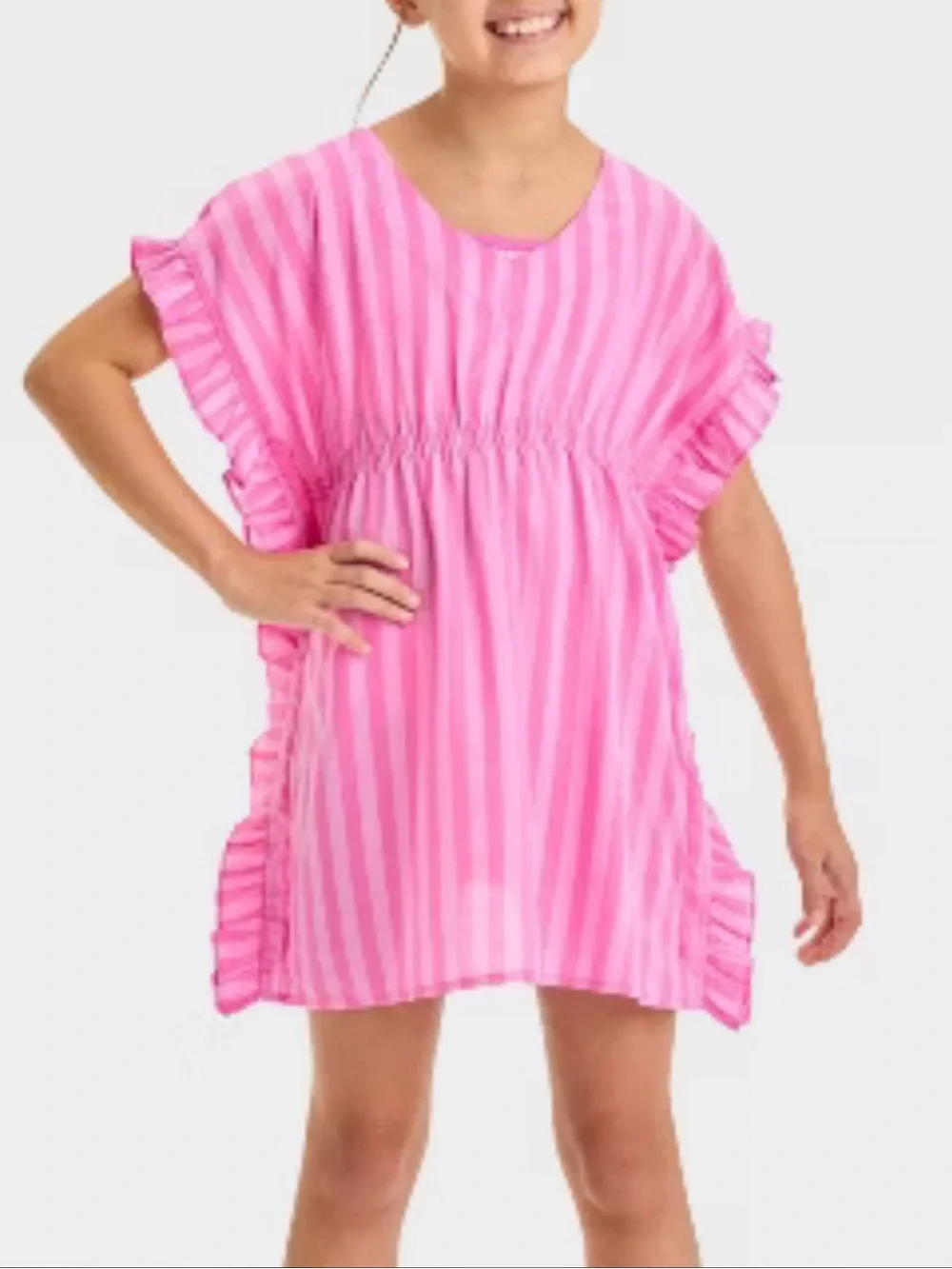 Cat & Jack Hot Pink Striped Ruffle Dress